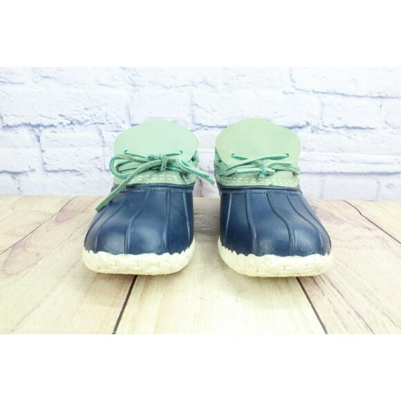 LL Bean Low Duck Boots Blue Rubber Moccasin Slip-on Size 7 M Unlined - Picture 4 of 10